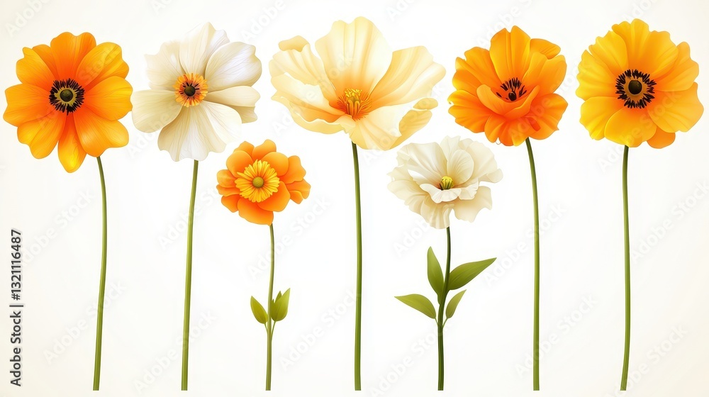 Obraz premium Vibrant orange and white flowers in full bloom, a stunning display of nature's beauty