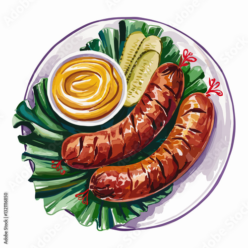 Grilled Boudin Sausage with Mustard and Pickles