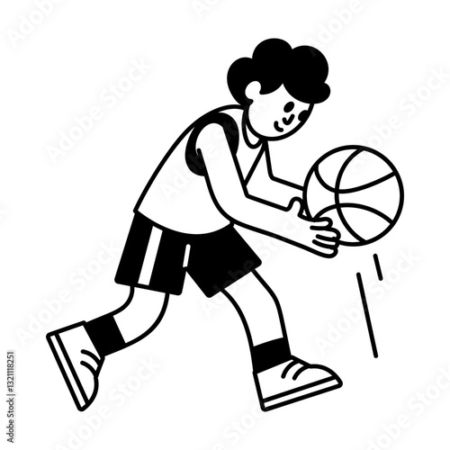 A hand drawn vector illustration of dribbling ball stance
