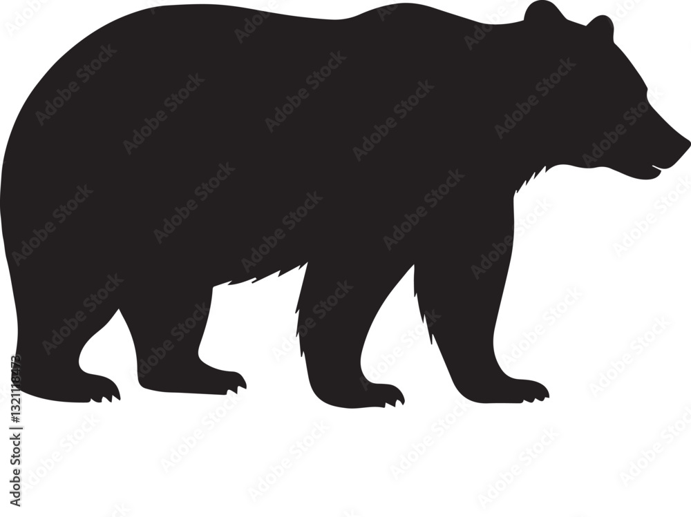 Fototapeta premium Majestic Bear Silhouette in Side Profile – Bold and Powerful Wildlife Design
