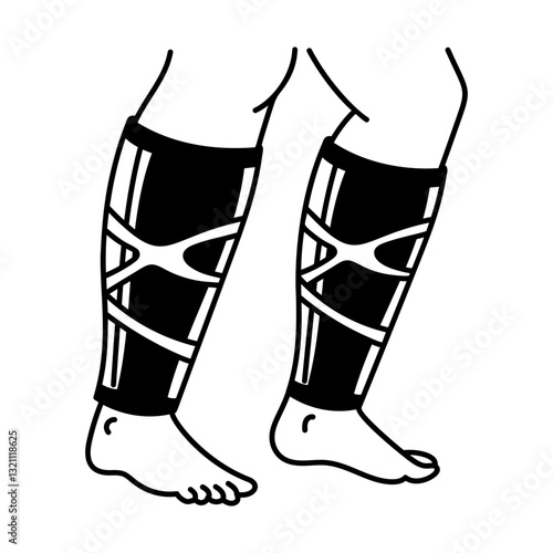 A hand drawn illustration depicting leg compression
