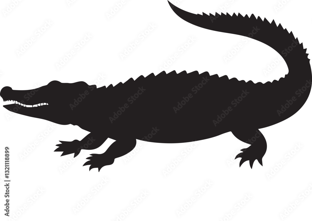 Fototapeta premium Side Profile Crocodile Silhouette – Bold and Fearsome Wildlife Design