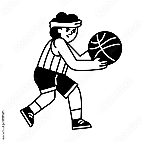 A doodle character illustration depicting basketball hobby 
