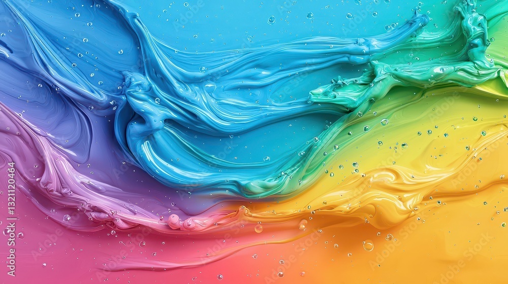 Fototapeta premium Colorful background with water droplets, a vibrant and refreshing abstract image