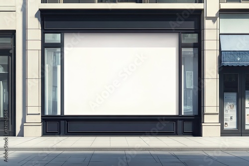 Blank storefront display in a city street, perfect for showcasing a retail business