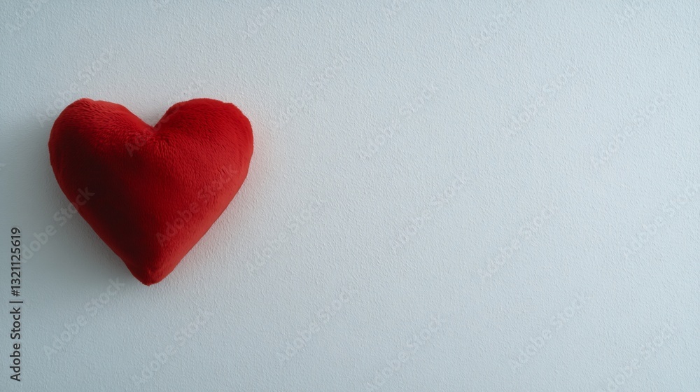 Red plush heart on white background Red plush heart on white background