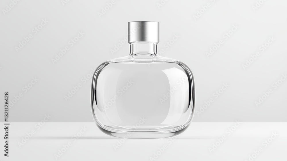 Empty glass bottle with blank white label, a versatile mockup for branding and presentation designs Empty glass bottle with blank white label, a versatile mockup for branding and presentation designs
