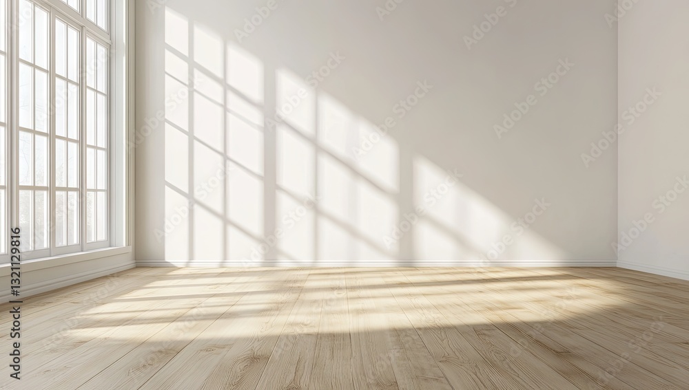 Obraz premium Empty room, sunlight, shadows, natural light