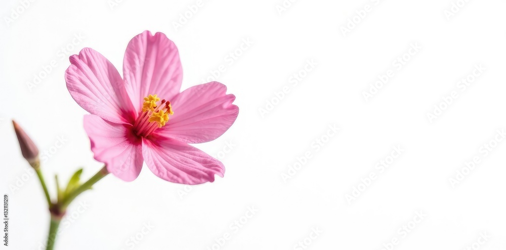Delicate flower with five petals isolated on white background, floral, spring Delicate flower with five petals isolated on white background, floral, spring