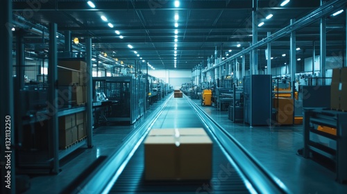 A spacious production line with neatly arranged machinery and conveyor belts.