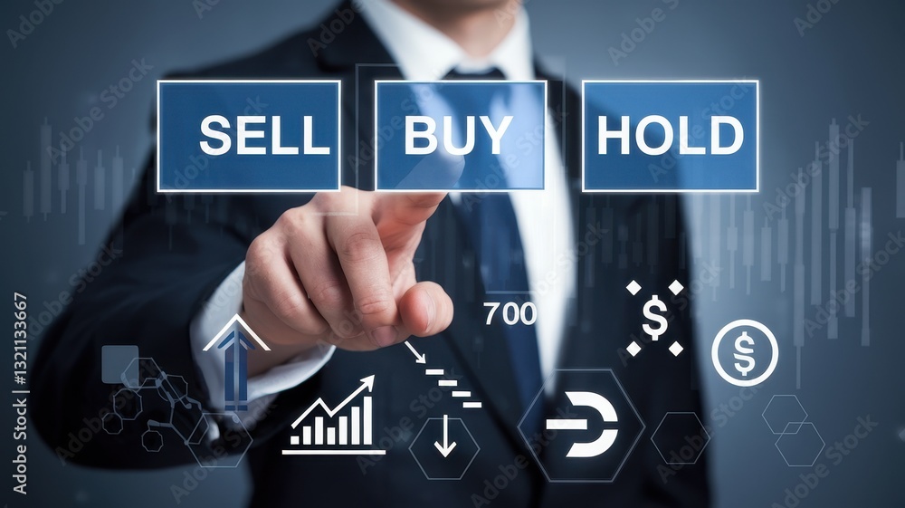 Fototapeta premium Stock Market Trading: Buy, Sell, or Hold?