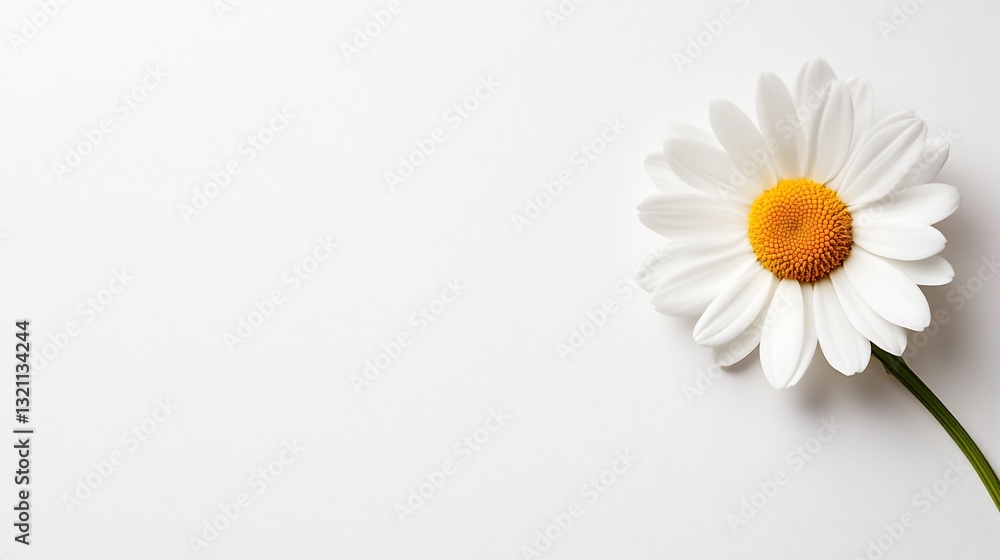 Single daisy on white background, minimalist Single daisy on white background, minimalist