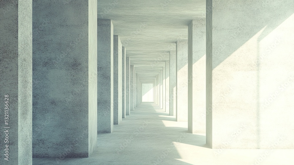Obraz premium Modern Concrete Columns Interior: Abstract Architectural Design