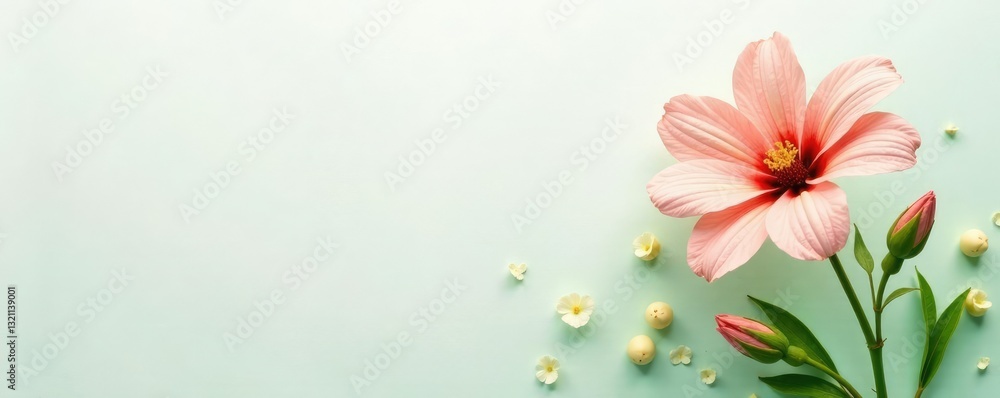 Gentle, feathery texture of flower on white canvas, soft, greenery, blossoms Gentle, feathery texture of flower on white canvas, soft, greenery, blossoms