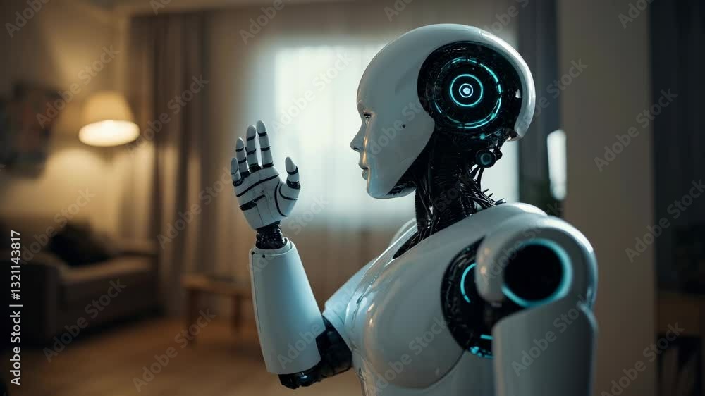 Humanoid Robot in a Dimly Lit Modern Home: A Glimpse into the Future of ...