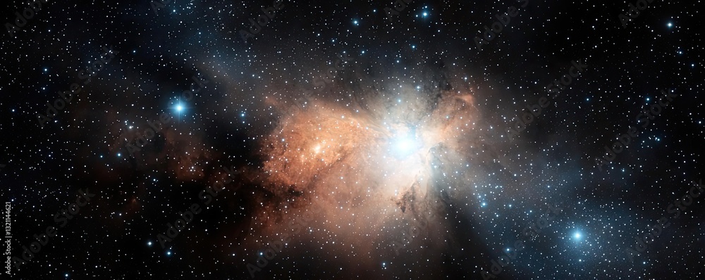 Fototapeta premium Dark sky idea. A stunning cosmic landscape showcasing vibrant nebulae and twinkling stars.