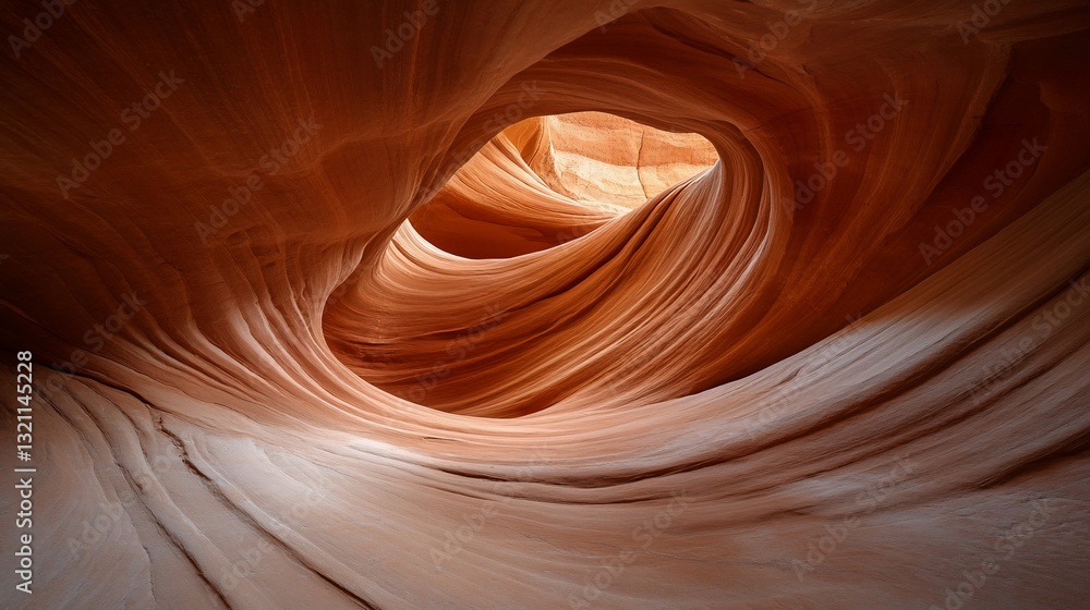 Obraz premium Intricate sandstone formations within a slot canyon. The swirling, sculpted rock walls create a mesmerizing depth and texture. A narrow, sunlit passageway