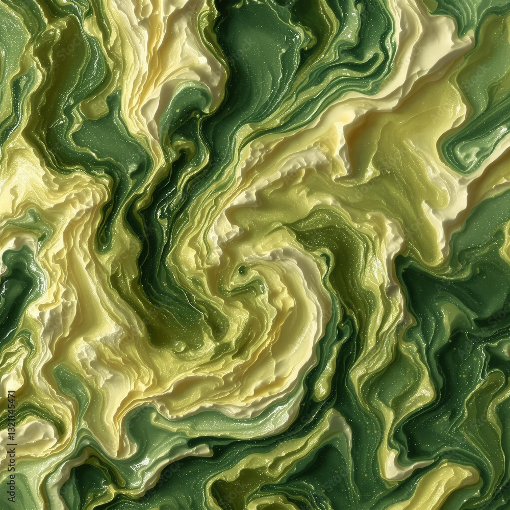 Obraz premium A green and yellow swirl pattern with a shiny texture