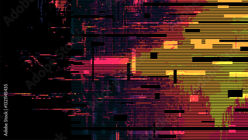 Abstract glitch effect background. digital art. pixel glitch texture. Data visualization concept. digital distortion and noise effect. banner or poster. Vector Illustration.