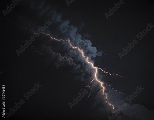 lightning effect thunder strike isolated on a black background