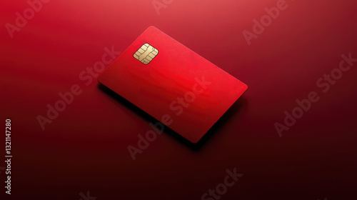 A close-up view of a sleek red credit card positioned on a smooth, gradient background, emphasizing modern finance