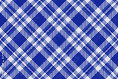 Plain tartan background fabric, mosaic vector check seamless. Deco textile texture plaid pattern in blue and sterling silver colors.