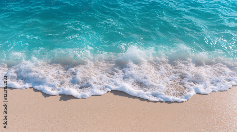 Clear blue ocean waves washing over sandy beach Clear blue ocean waves washing over sandy beach