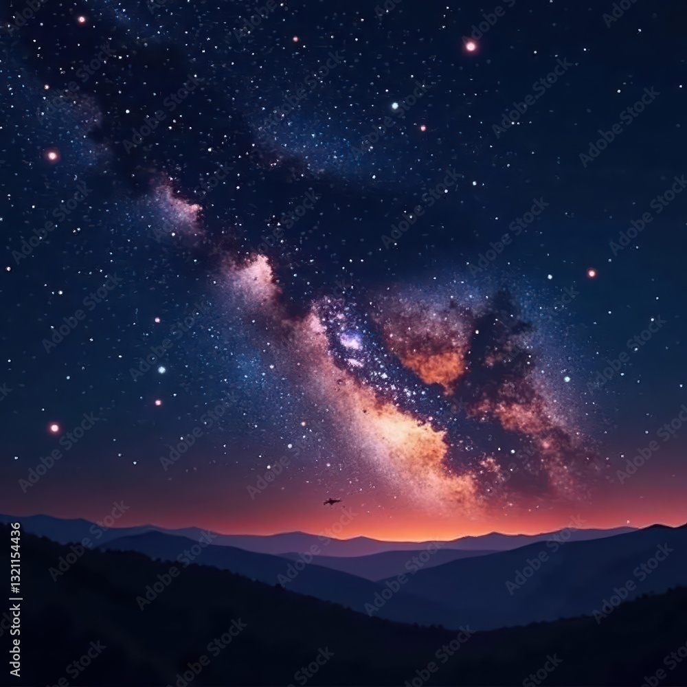 Vast, dark night sky filled with countless twinkling stars , blue, space Vast, dark night sky filled with countless twinkling stars , blue, space