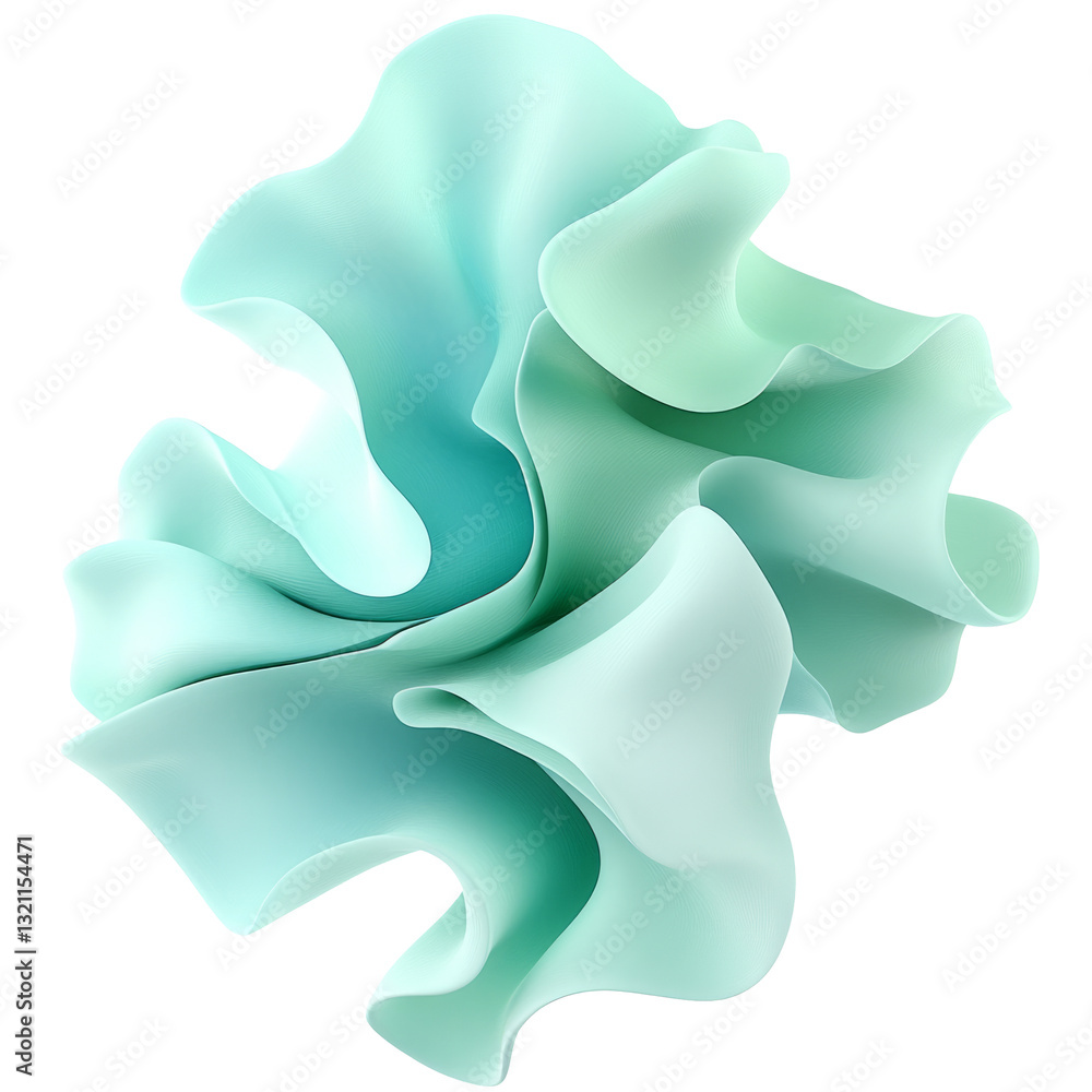 Fototapeta premium Abstract Flowing Form. Digital Art Render With Trendy Color.
