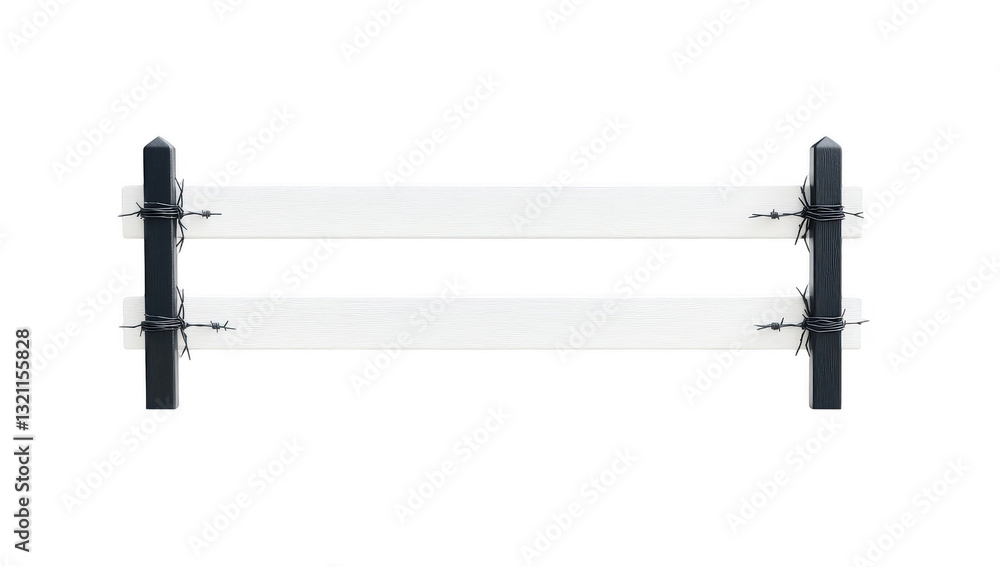 Wooden fence section with barbed wire against a transparent background highlighting farm and ranch elements for design projects and presentations Wooden fence section with barbed wire against a transparent background highlighting farm and ranch elements for design projects and presentations