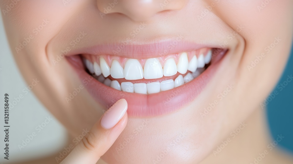 Fototapeta premium Woman smiling with perfect white teeth and healthy gums