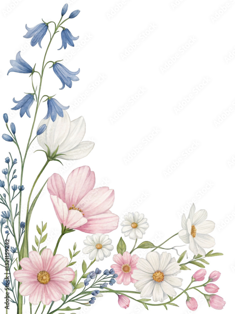 Naklejka premium Delicate Watercolor Floral Border Design