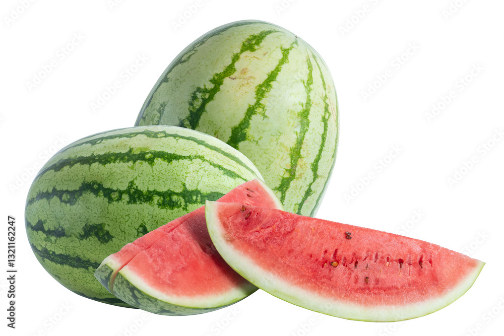 Fresh watermelons with juicy slices for summer refreshment ideas. Fresh watermelons with juicy slices for summer refreshment ideas.