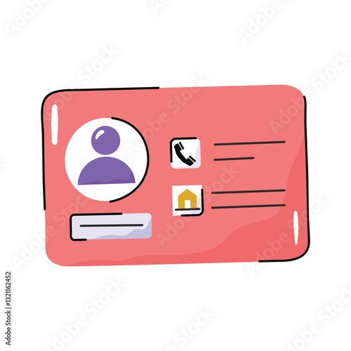Trendy hand drawn style icon of business card