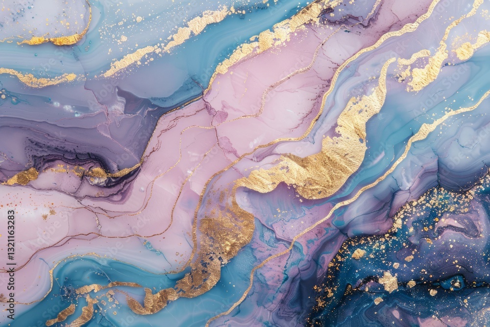 Fototapeta premium Vivid marble texture with gold accents. AI generated