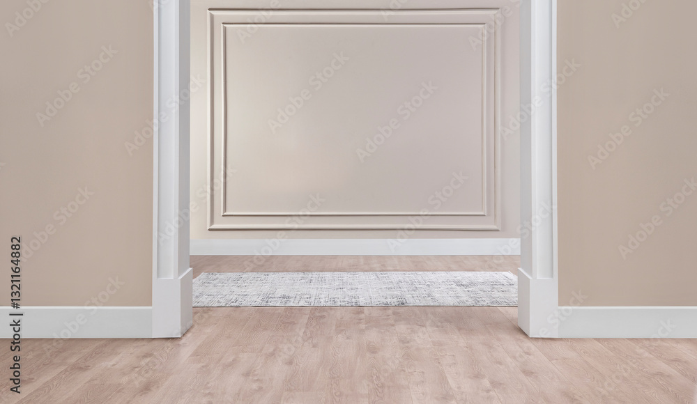 Fototapeta premium Modern room and wall concept, two side living room, decorative home interior.