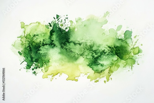 Abstract green watercolor on white background. AI generated