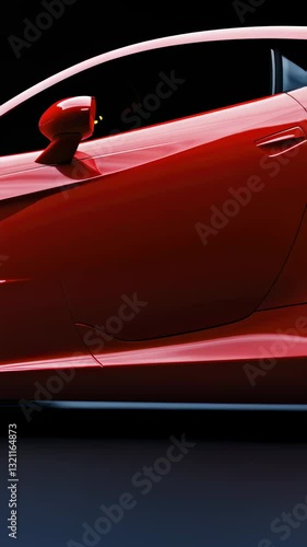 Sleek red sports car with modern aerodynamic design on dark background