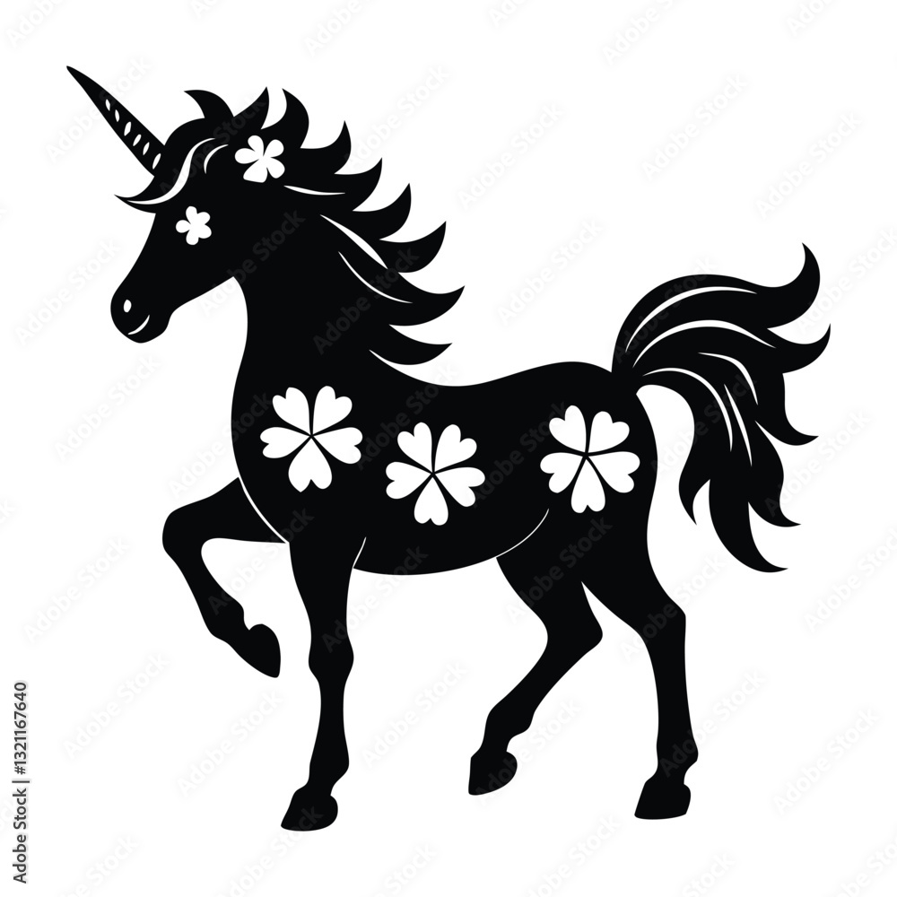 St. Patrick's Day Unicorn with Shamrock Clover Illustration St. Patrick's Day Unicorn with Shamrock Clover Illustration