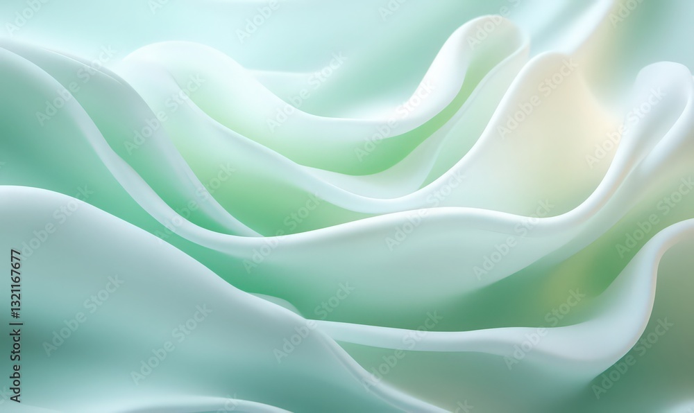 Fototapeta premium Abstract Pastel Green and White Cream Swirls Texture Background