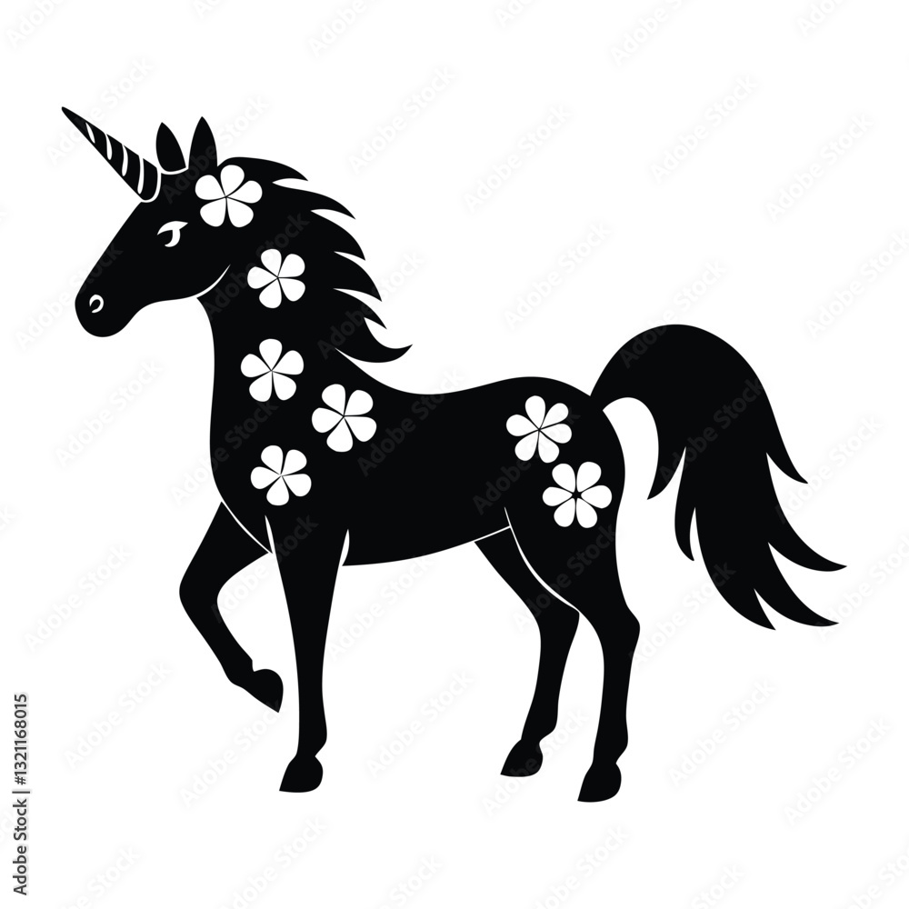 St. Patrick's Day Unicorn with Shamrock Clover Illustration St. Patrick's Day Unicorn with Shamrock Clover Illustration