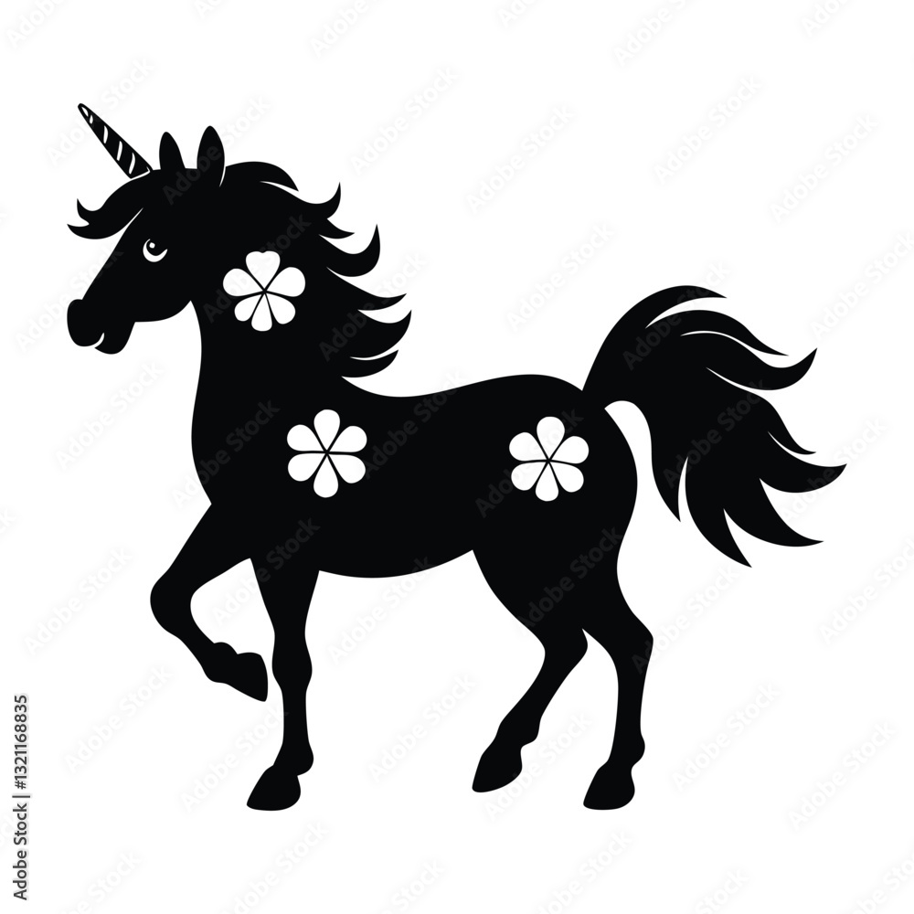 St. Patrick's Day Unicorn with Shamrock Clover Illustration St. Patrick's Day Unicorn with Shamrock Clover Illustration