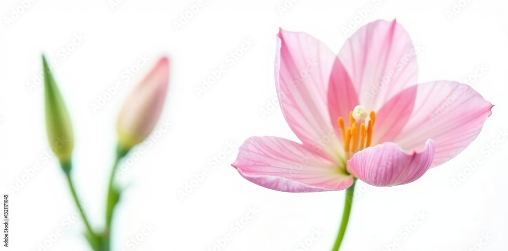 Delicate flower with intricate petals isolated on white background, petal, delicate, greenery Delicate flower with intricate petals isolated on white background, petal, delicate, greenery