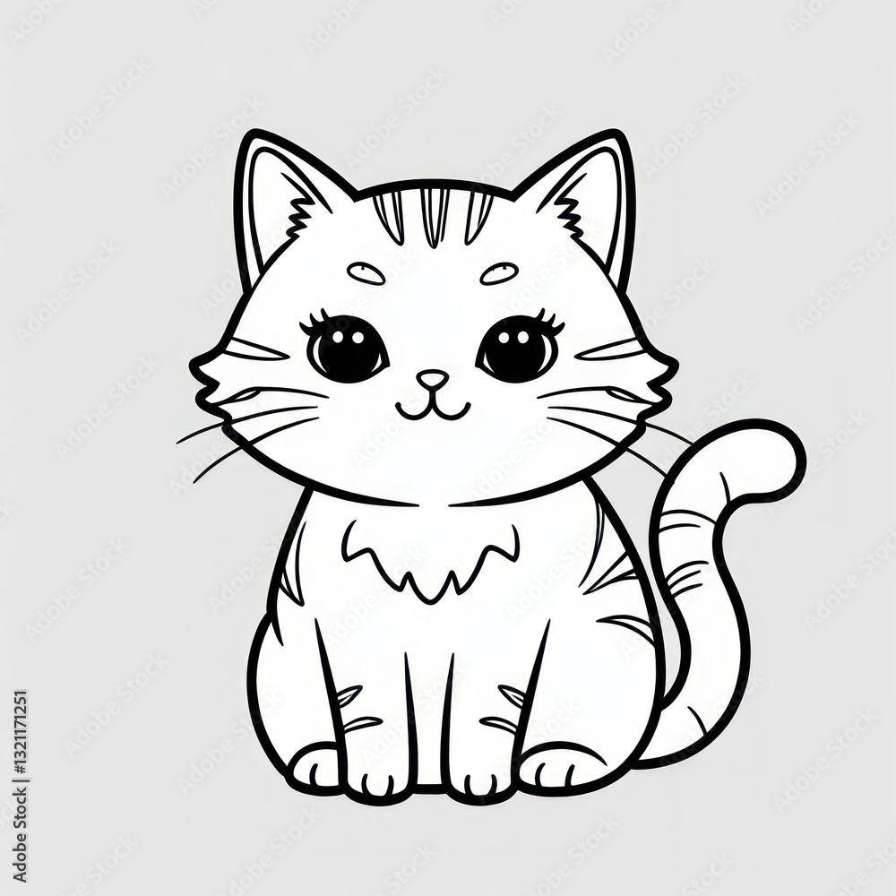 Cute cartoon cat coloring page (1) Cute cartoon cat coloring page (1)