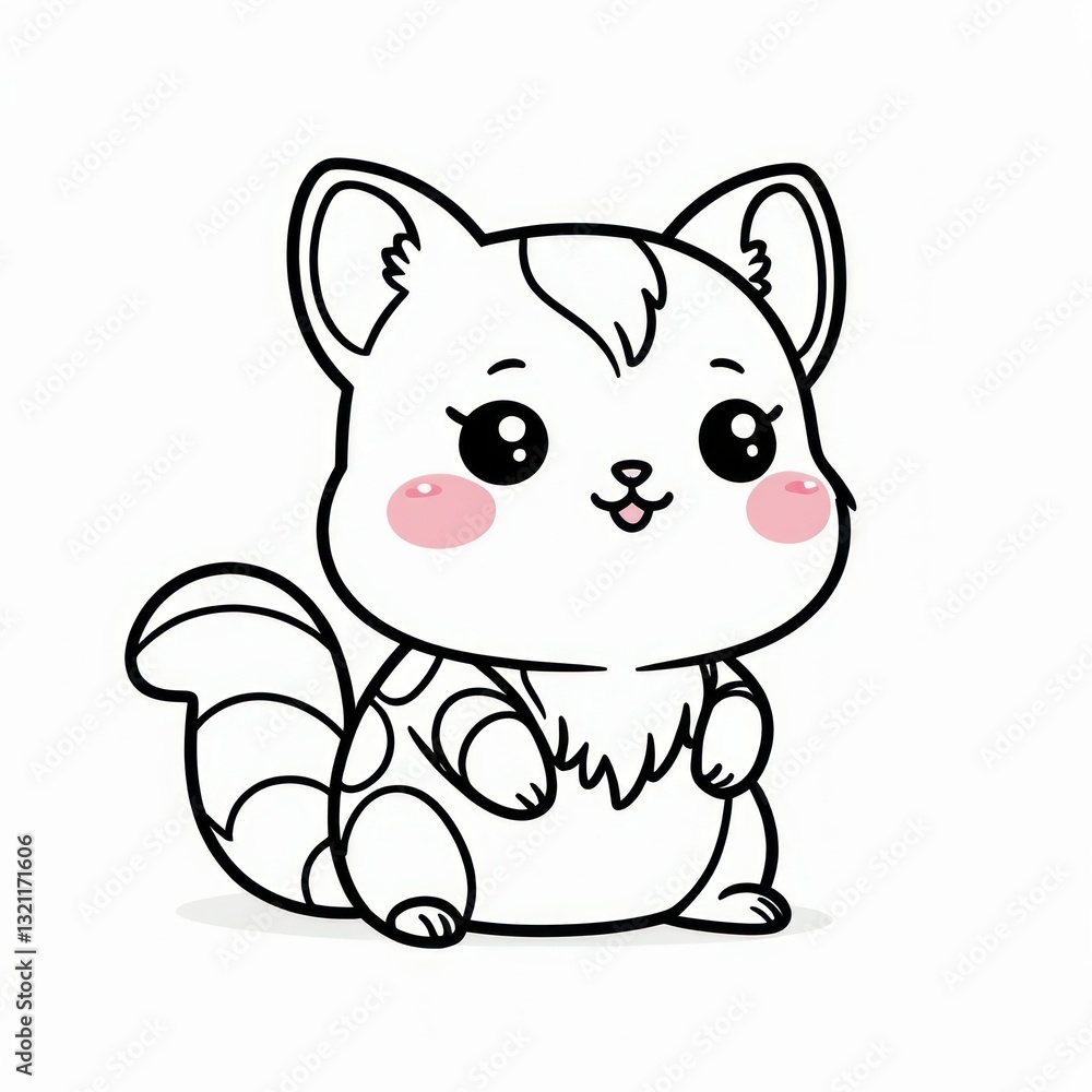 Naklejka premium Cute cartoon chipmunk coloring page