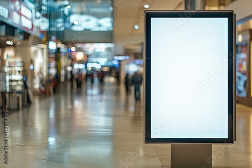 Blank billboard in a busy mall