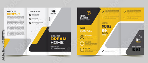 modern construction trifold brochure template design.