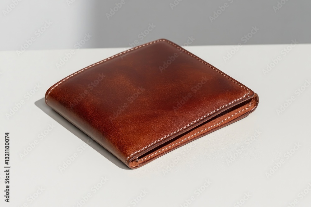 Elegant brown wallet showcasing rich leather texture and minimal Elegant brown wallet showcasing rich leather texture and minimal