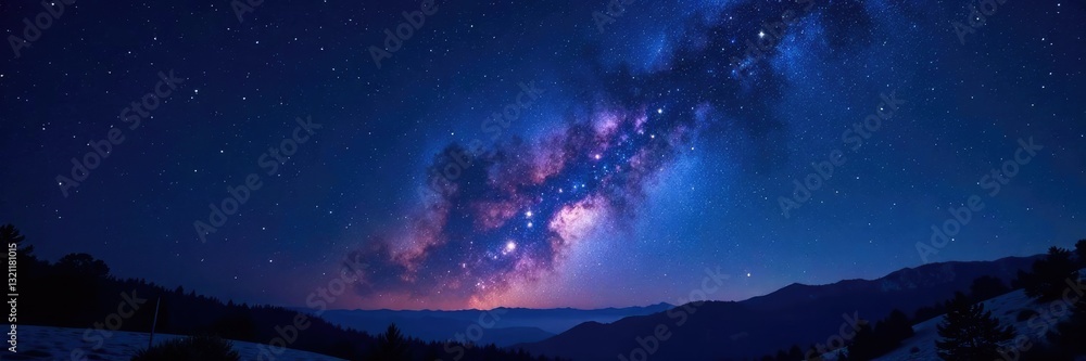 Naklejka premium Shimmering starry night sky with glittering effect, starry, shimmer