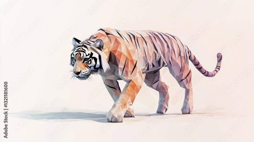 Fototapeta premium Low-poly tiger in motion (1)
